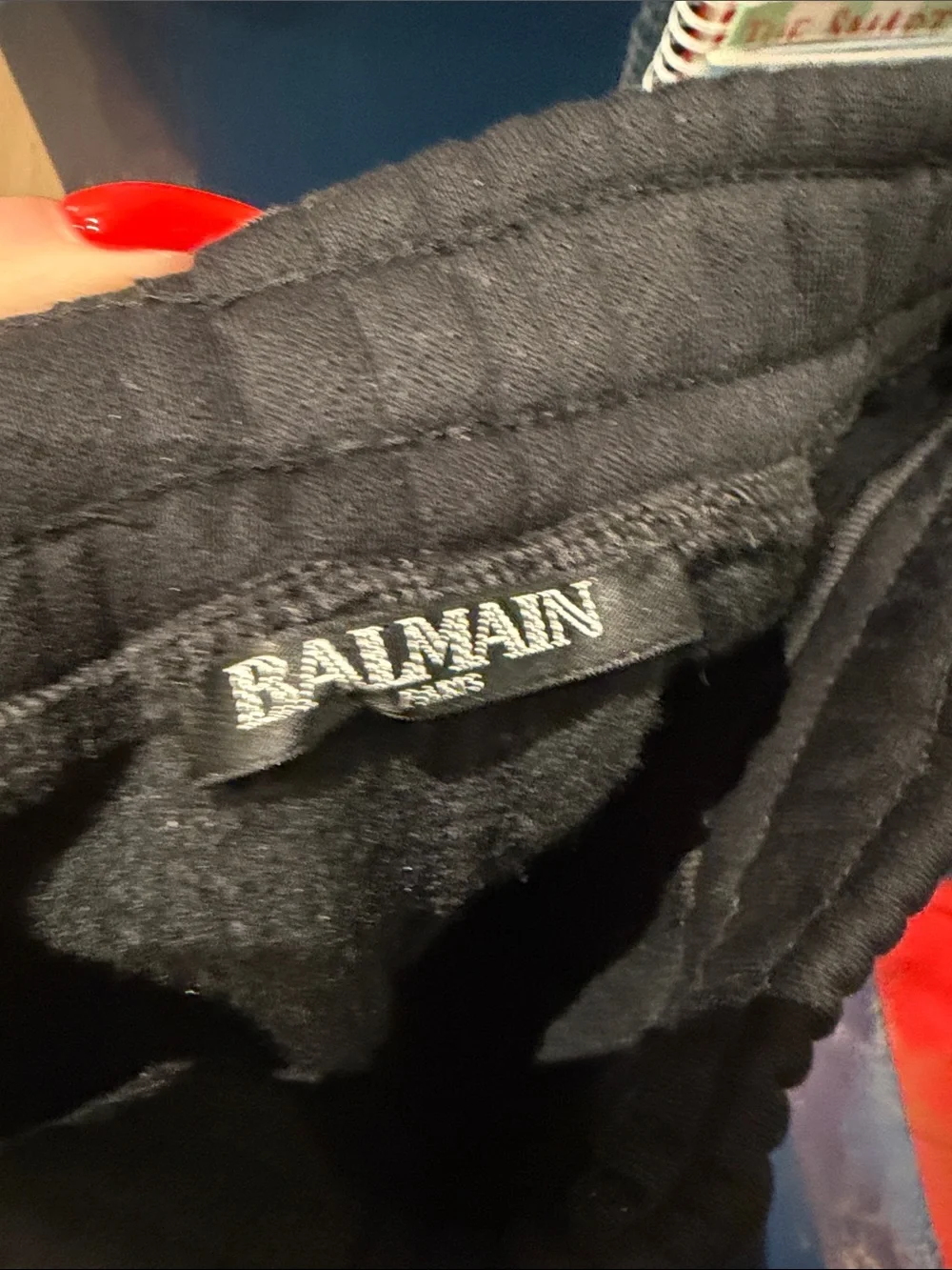 Balmain Authentic Black Sweatpants with Cream Stripe and Logo never worn.